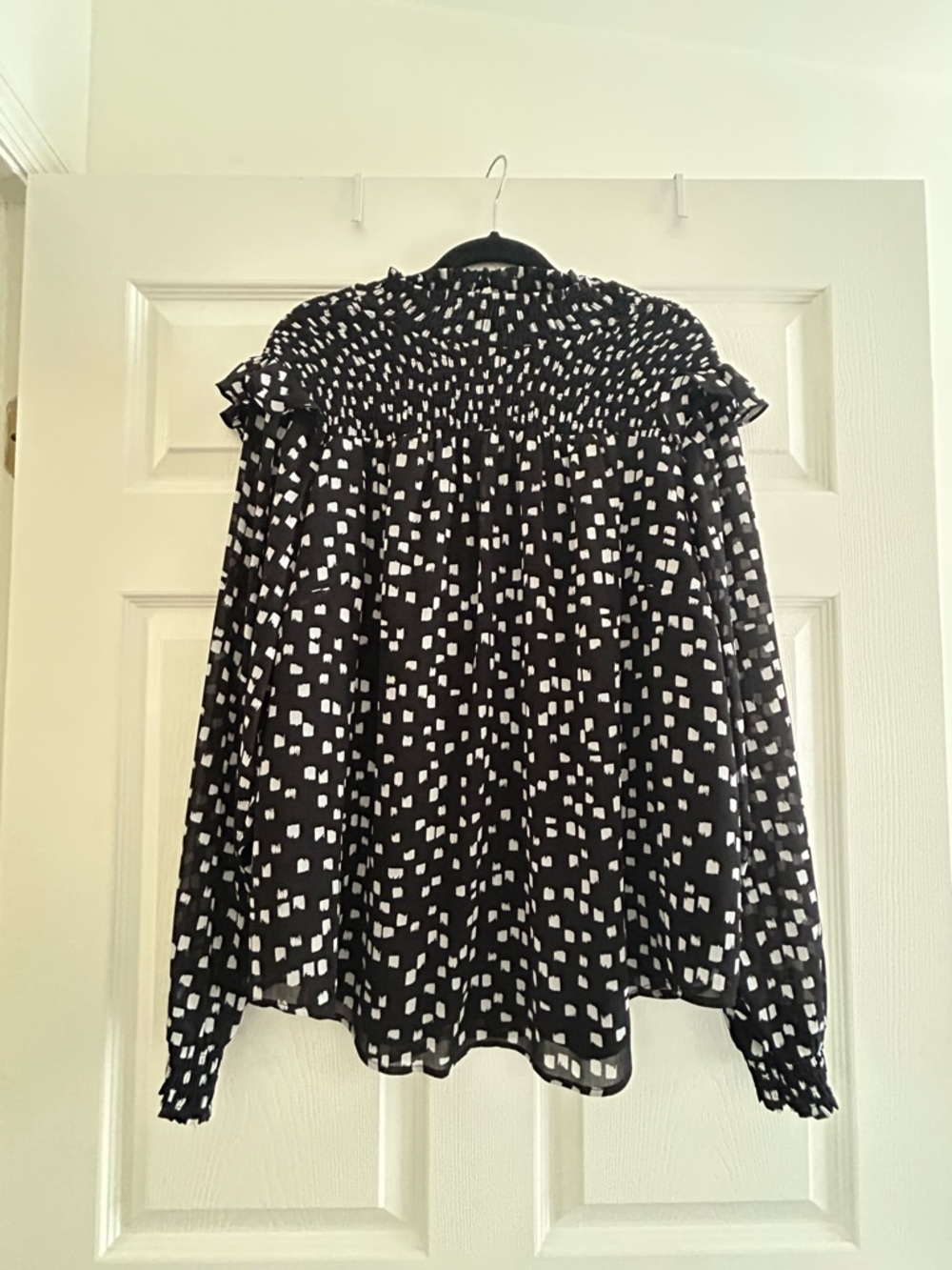 torrid Black & White Smocked High-Neck Blouse